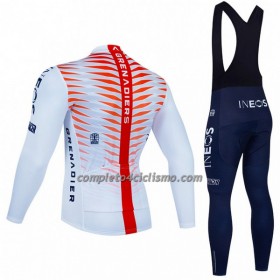 Completo Maglia ML + Pantaloncino con bretelle ML 2022 INEOS Grenadiers Bianco Rosso